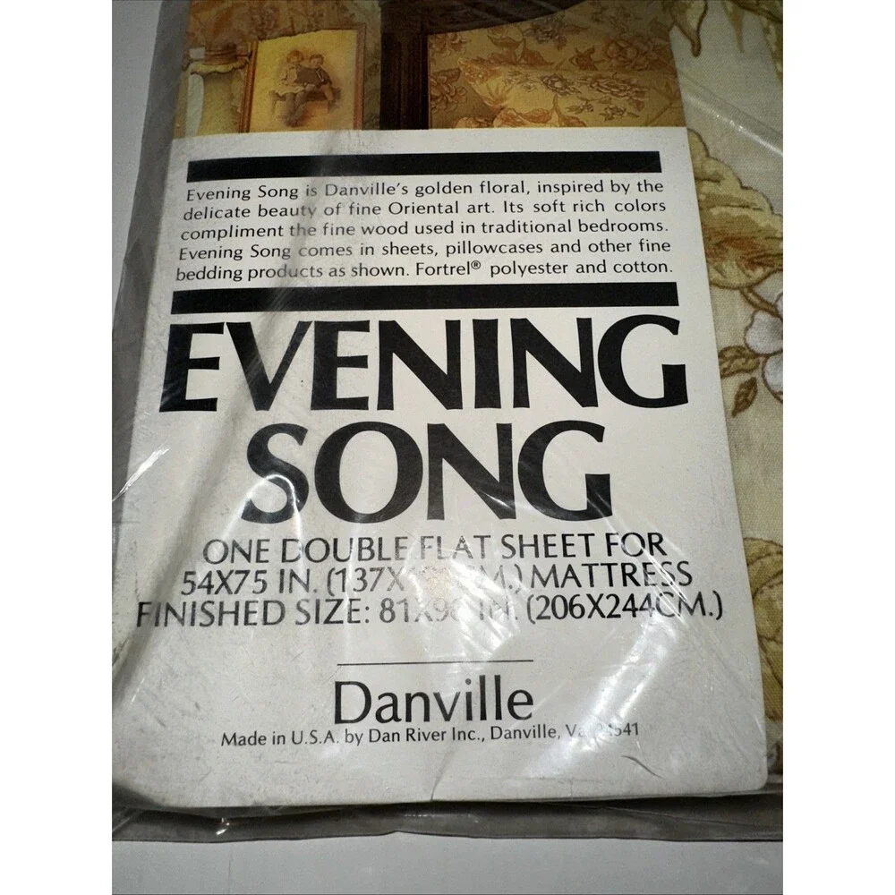Danville Evening Song Double Flat Sheet NIP - Vintage